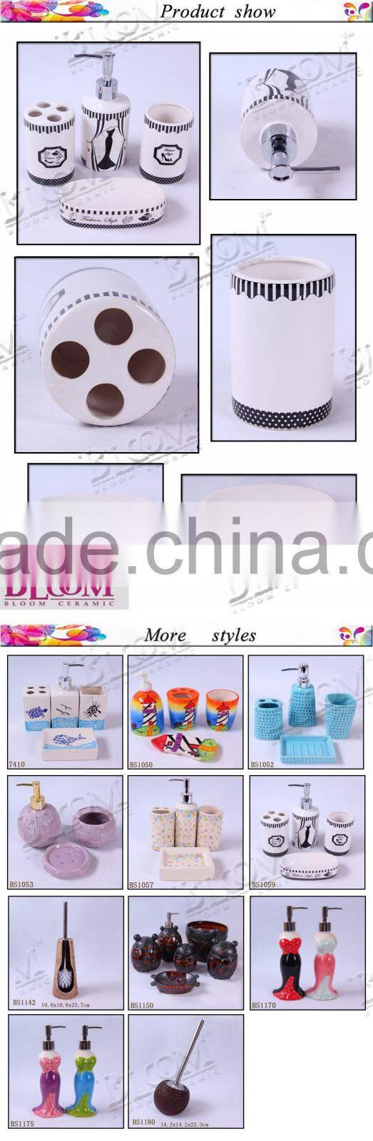 white 4 pcs ceramic hotel bathroom accessories set