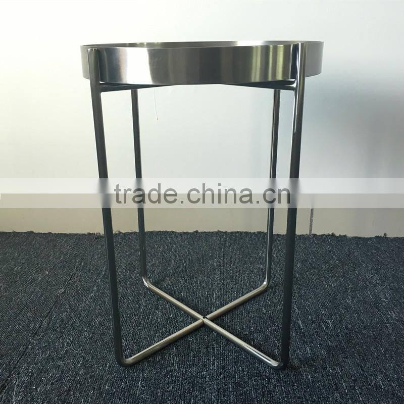 Wholesale living room furniture chrome plating sofa side table with metal folding legs