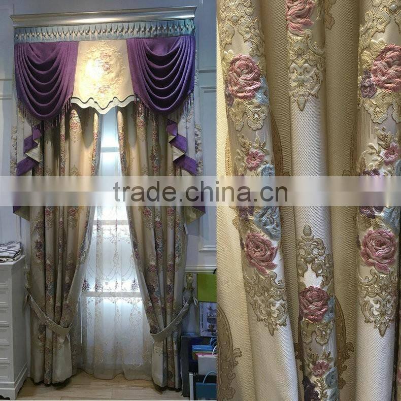 p-8637 European window shade purple curtain fabric bedroom living room floor floating curtains customized curtain fabric