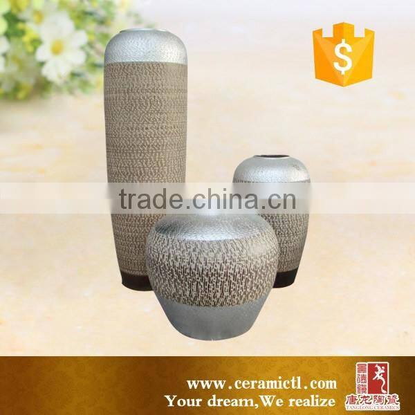 Silver color glazed and handmade ceramic flower vases from Jingdezhen