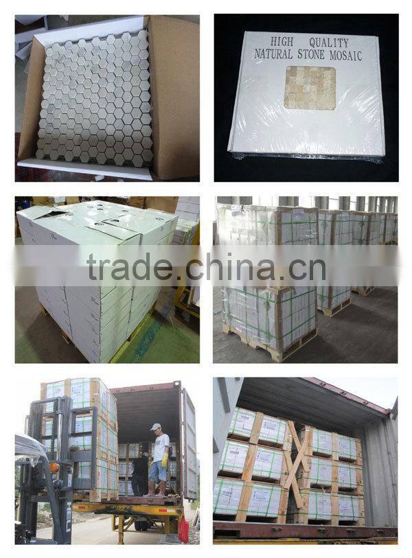 Mixed white brown marble mosaic border inlay floor tiles