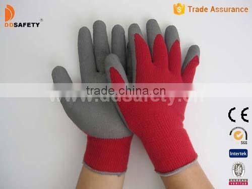 DDsafety 10 Gauge Red Cotton Gloves With Napping Inside Working Gloves With Grey Latex