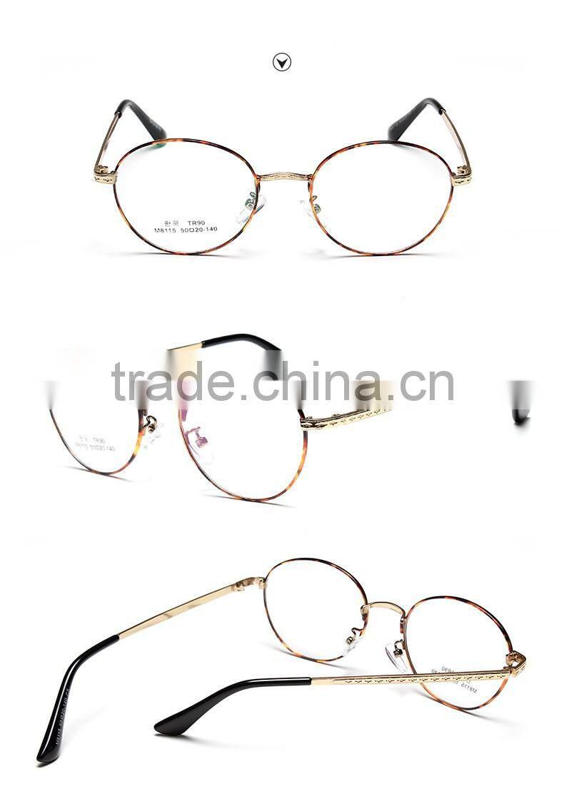 New 2016 vintage metal frame flat lens Korean glass frame for men and women can match myopia