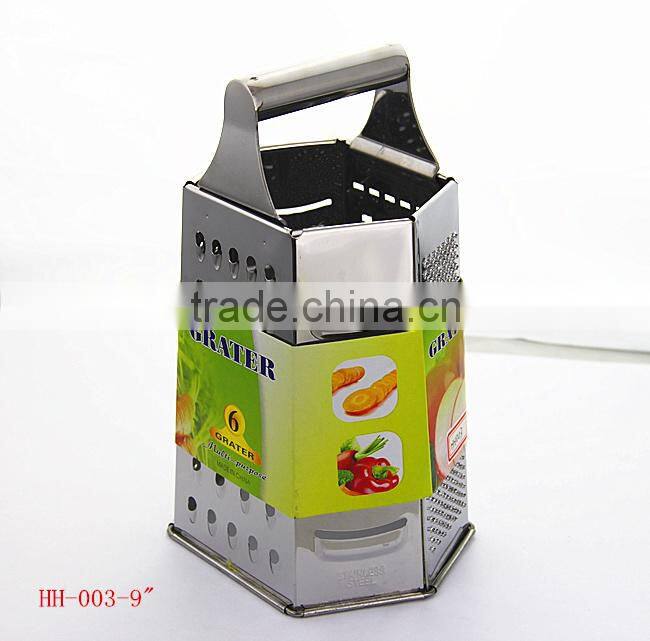 HH003 9inch 6 in 1 stainless steel round handle food grater