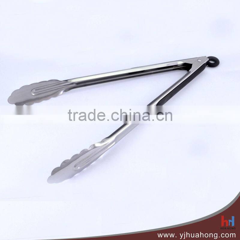 12" Skidproof Handle durable Stainless Steel Food Tongs HFT-SS04C