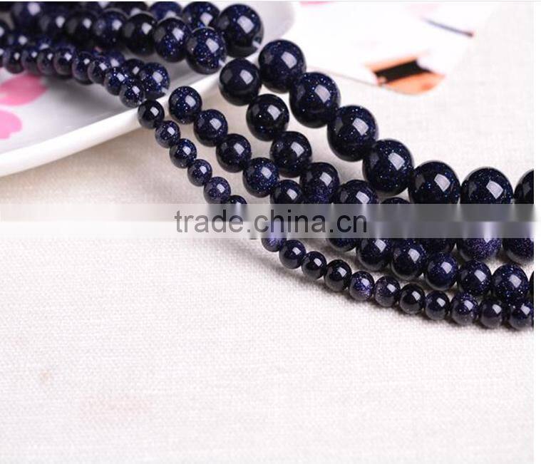 natural blue gold stone round diy beads for jewelry slider beads for bracelets