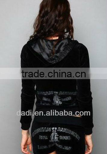 2017 new design Ladies fashion hoodie printed velet tracksuits