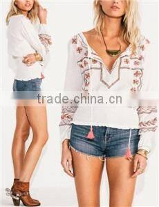 Boho Clothing Chiffon Maxi Embroidered And Beaded Dress Ladies Fashion Dresses With Pictures 2016 HSD5815