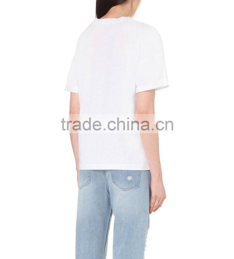 Wholesale Women Round Neck Cotton and Linen-blend T-shirt(DQE0090T)