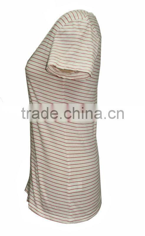 Sexy big neckline short sleeve tight fitted women t-shirt