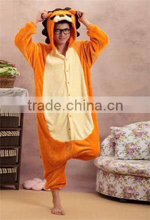 flannel cartoon adult animal jumpsuit animal pajamas jumpsuit lion design