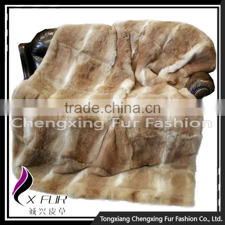 CX-D-08D Throw Single Side Fur Blanket Thick Real Rabbit Fur Blanket