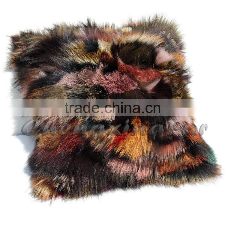 CX-D-107D Best Design Elephant Pillow Covers Real Fox Fur Decorative Sofa Cushion Cover Wholesale 2016