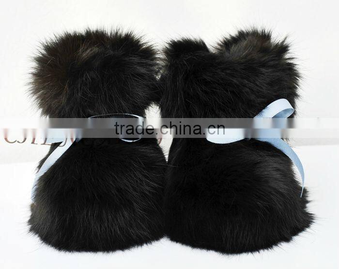 CX-SHOES-07C European Genuine Rabbit Fur Baby Shoes