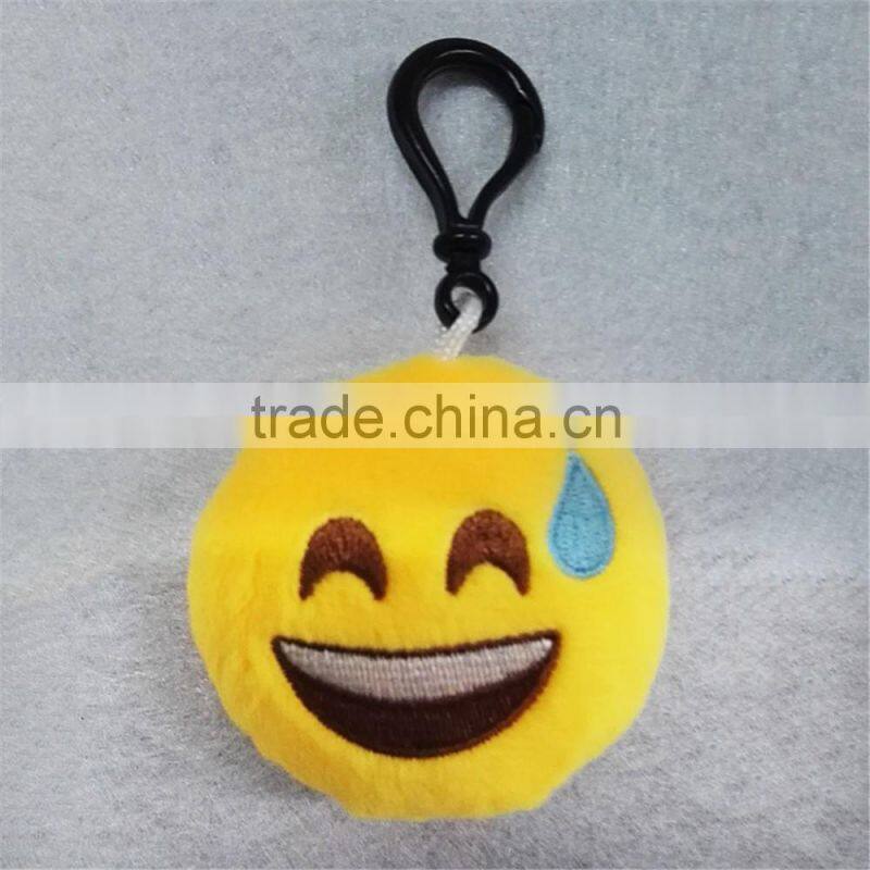 2016 Popular cheap Stuffed Plush Soft Toy Key Chains Yellow emoji keychain