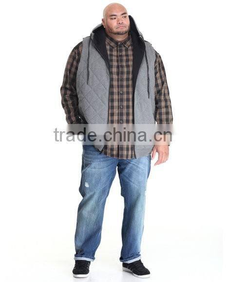 Draw-strings for hood adjustment hoodie vest Quilted fleece construction Sleeveless vest hand pockets with Zipper