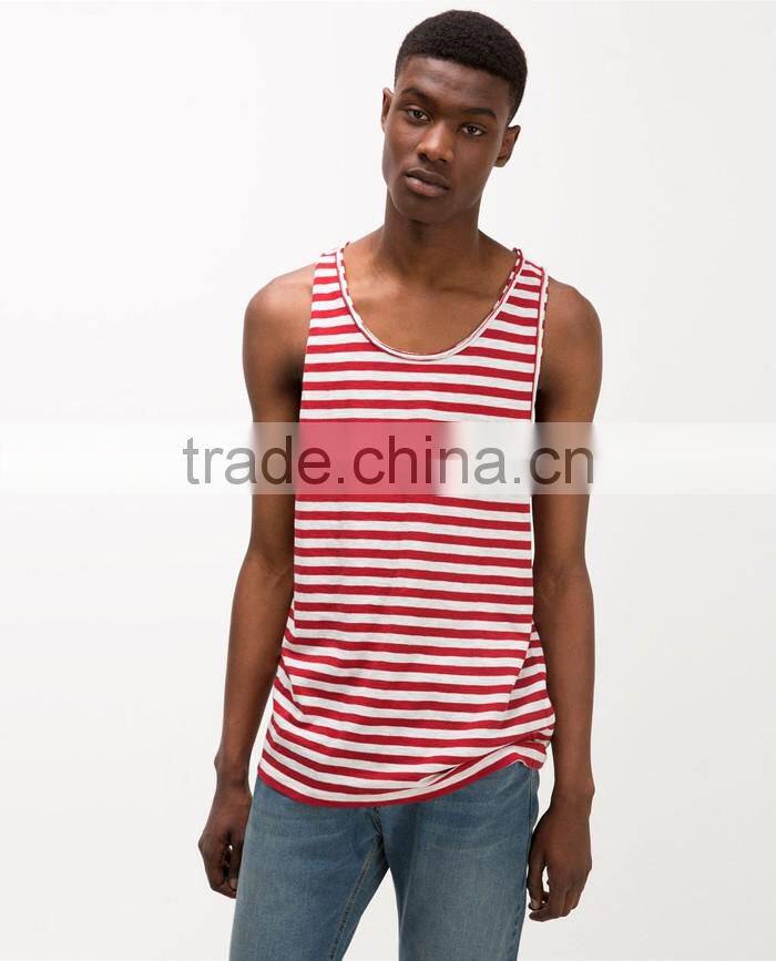 Classic red stripe 100%cotton tank tops