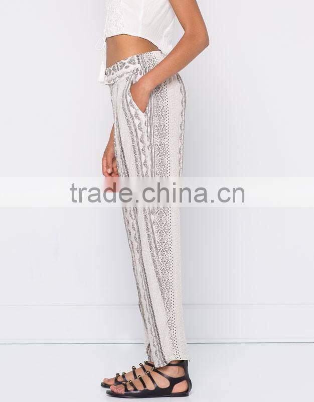 Fashion Bohemian chiffon cheap ladies Loose Long girl wide leg casual summer beach palazzo blouse coat pant