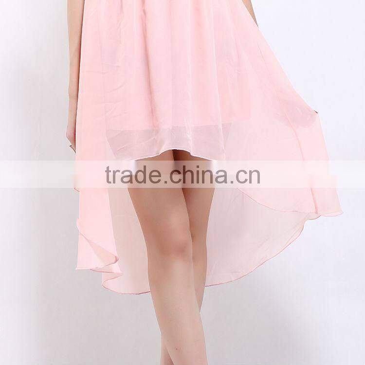 2017 new fashion patchwork chiffon skirt black leather tube top