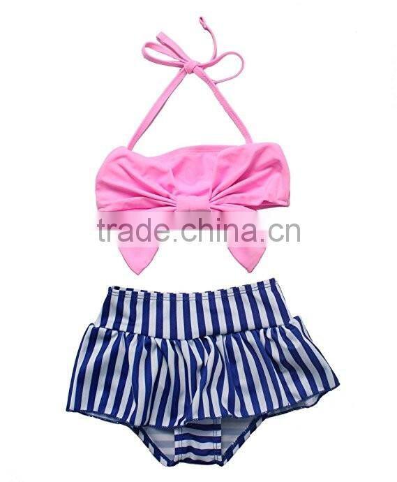 Baby boutique clothing baby girl bow bikini 2 pieces swimsuit China manufacturer