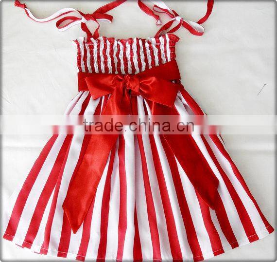 Manufacturer Baby Stripe Frock Bowknot Children's Frilly Elegant Dresses