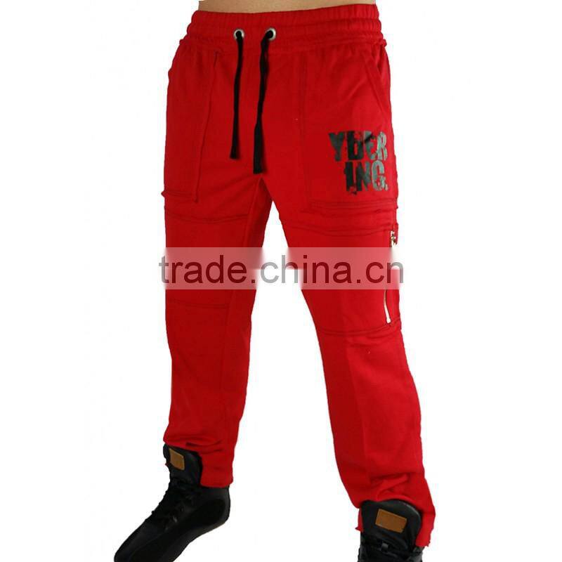 Top sale red colour printing man sweat jogger pants