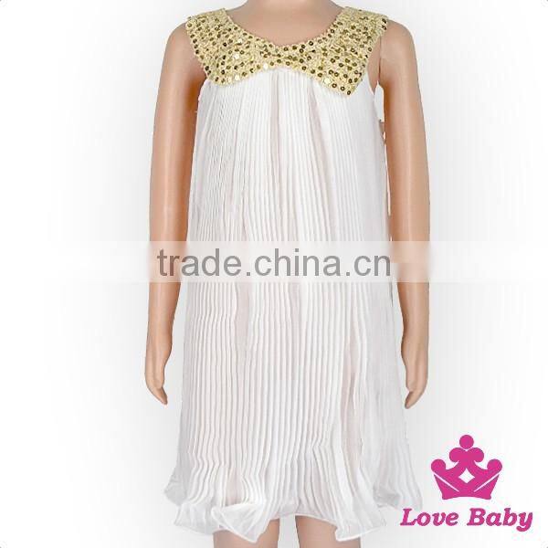 48BQA131 Lovebaby Yiwu Wholesale Baby Clothes Sequin Collar With Red Ruffle Chiffon Girls Frock Designs