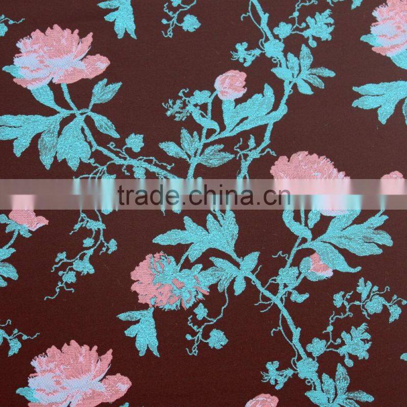 Shaoxing factory customize jacquard floral fabric for lady dress