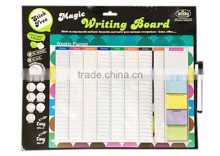 Children magic writing board reuse and cleanable stick free planner board with marking pen