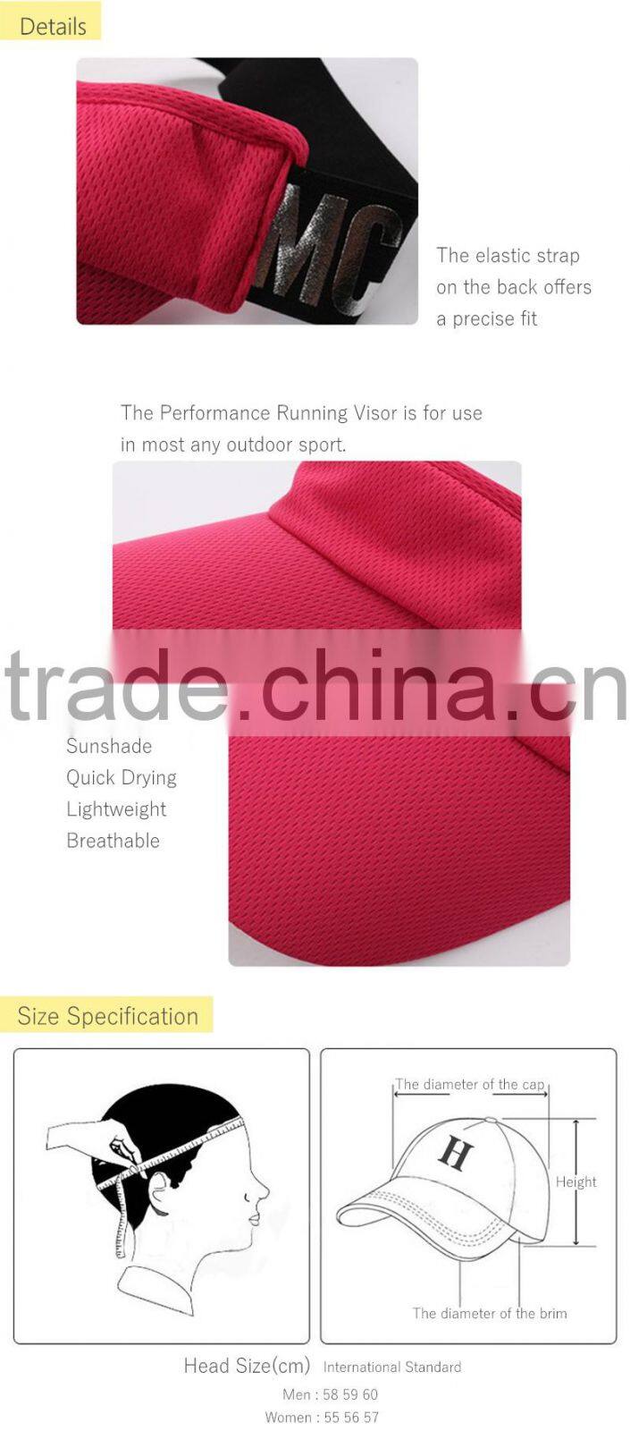 2016Durable Water-Repellent Fabric Sports Visor Cap~Golf Running Hiking Fishing Running Fitness Hat~7 colors~Accept Custom