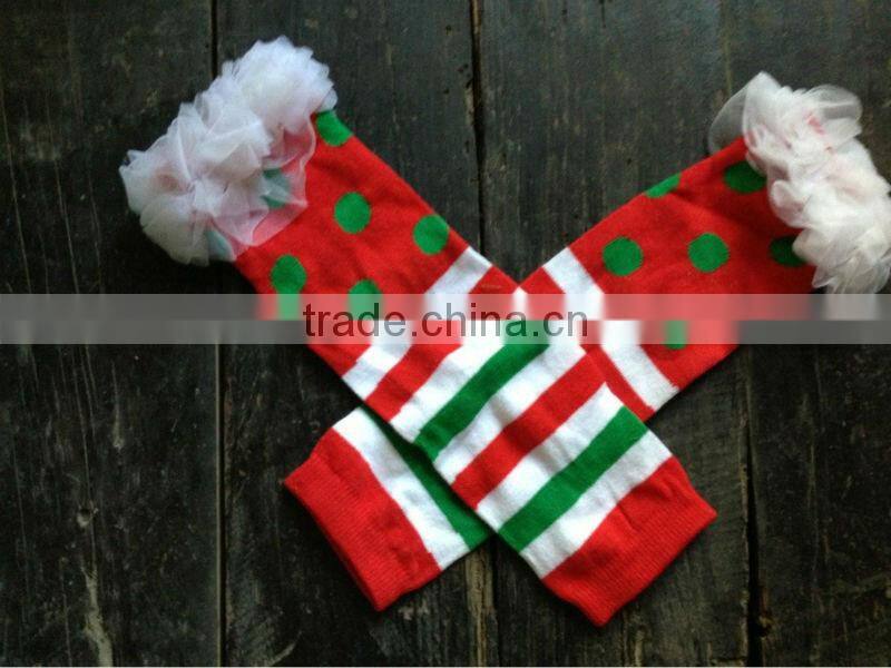 Christmas X-mas xmas baby girls leg warmers with chiffon ruffle baby leg warmer,legging