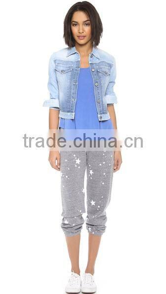 Custom women sweat pants star printing soft pants wholesale fitness clothing