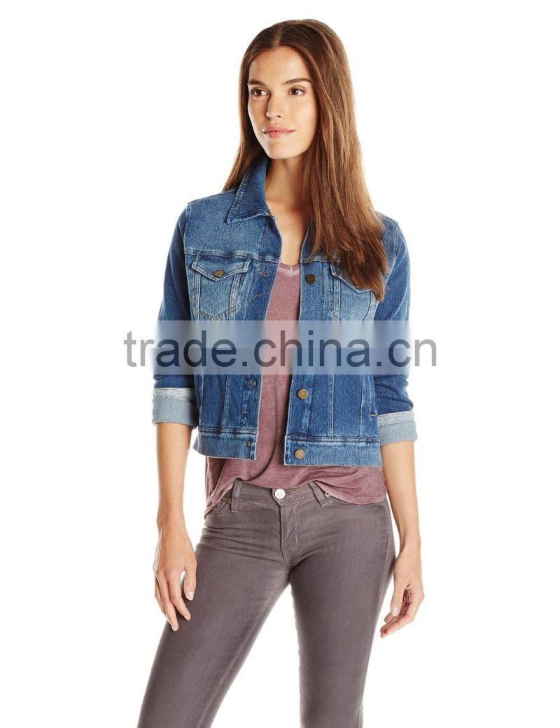 High Quality Hot Sale OEM Service Women's Plus-Size Gray Denim Jacket/Blazer