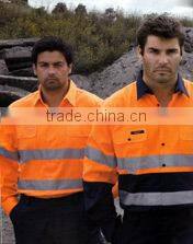 Hi vis two tones reflective tape orange navy large size long sleeve work shirt