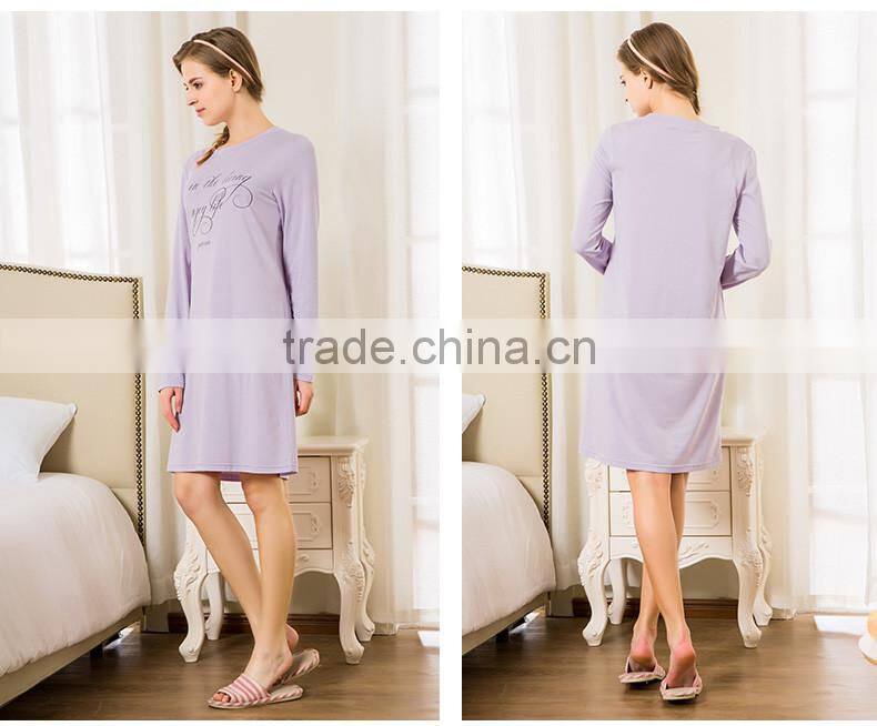 Super Grade Qianxiu Autumn Character Print Long Sleeved Sweet Elegant Girl Lady Sexy Nightgown