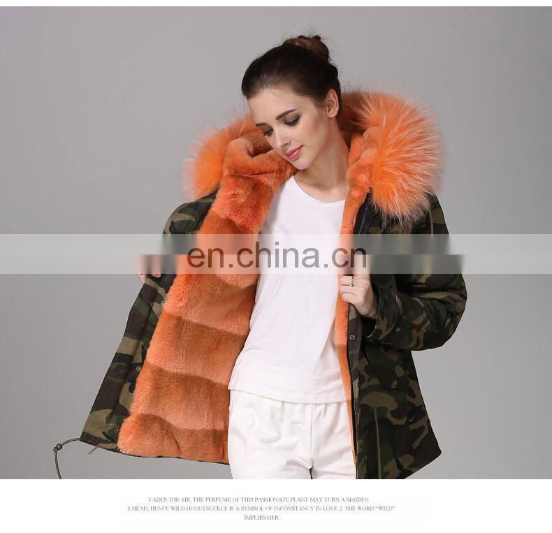 top grade latest fashion faux fur women jackets with raccon fur collar