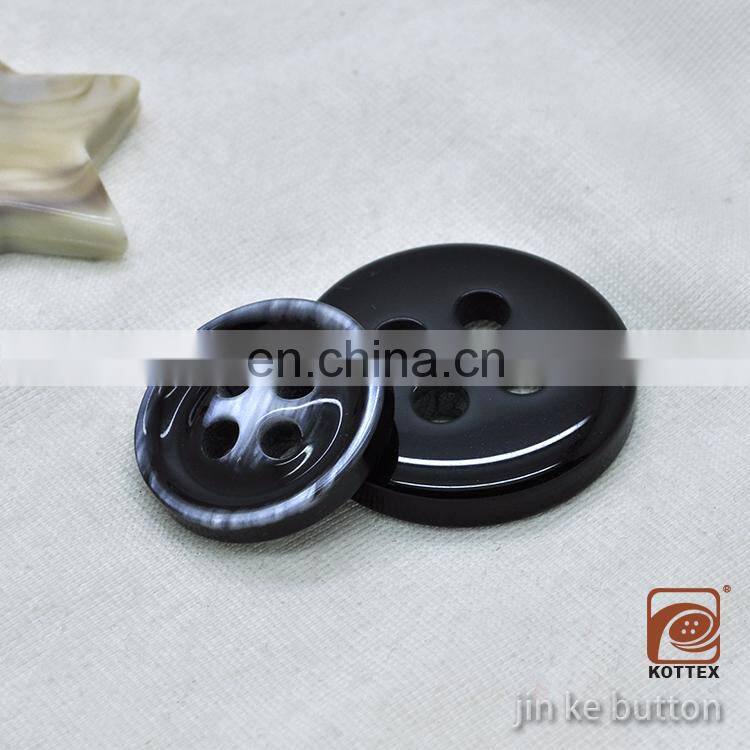 4 Holes Black Pearl Brushed Effect Color Resin Polyester Coat Round Button For Shirt, Coat ,Garment