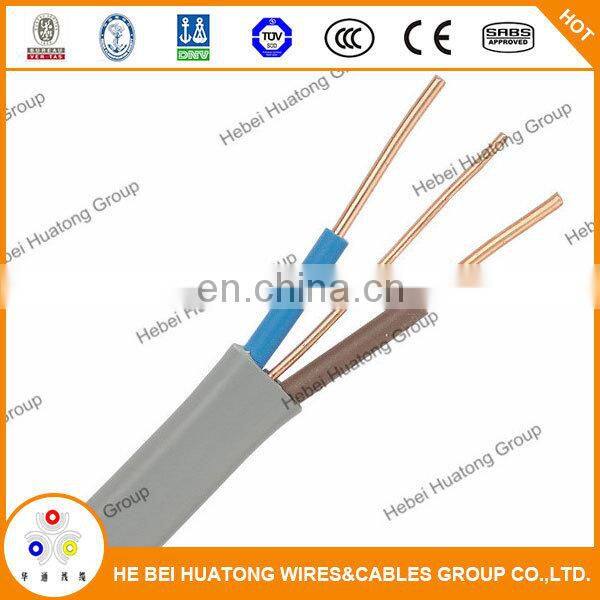 Hot selling flat copper core 300/500V Flat Twin and Earth Cable/cheap electrical wire /flat electrical wire prices