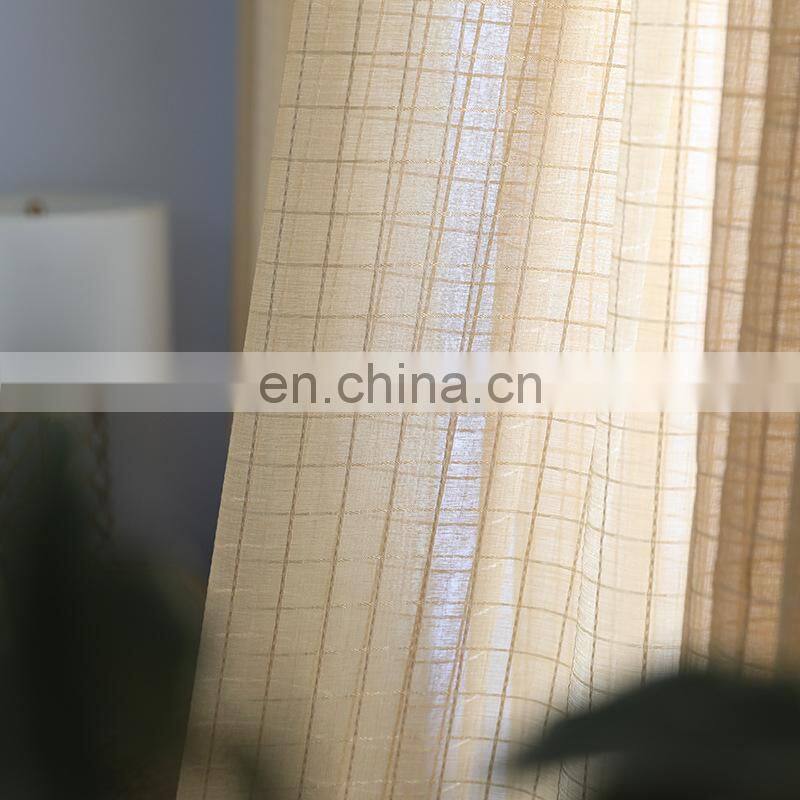 Modern bedroom linen curtain window yarn voile