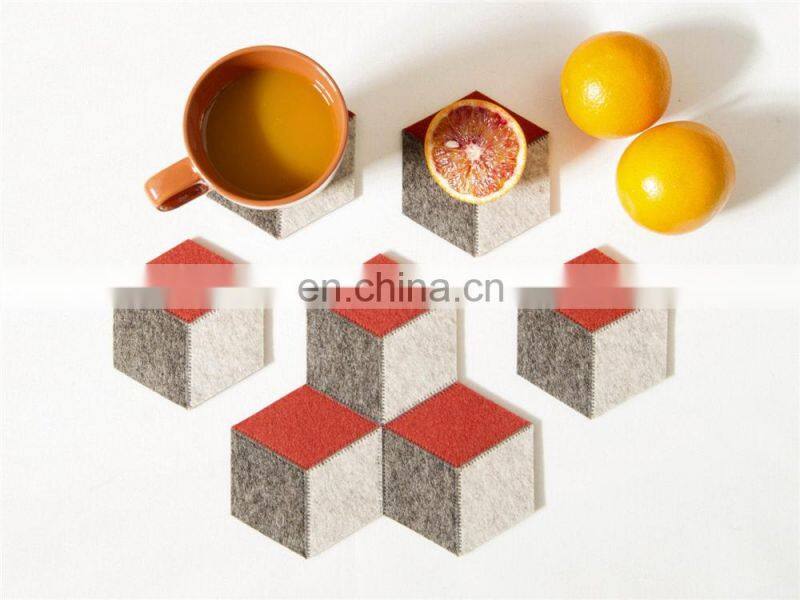 custom logo printed orange color round fabric ceramic coaster felt snowflake coasters