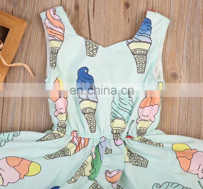 Lovely Ice Printed Newborn Baby Jumpsuit Summer Baby Girl Dress