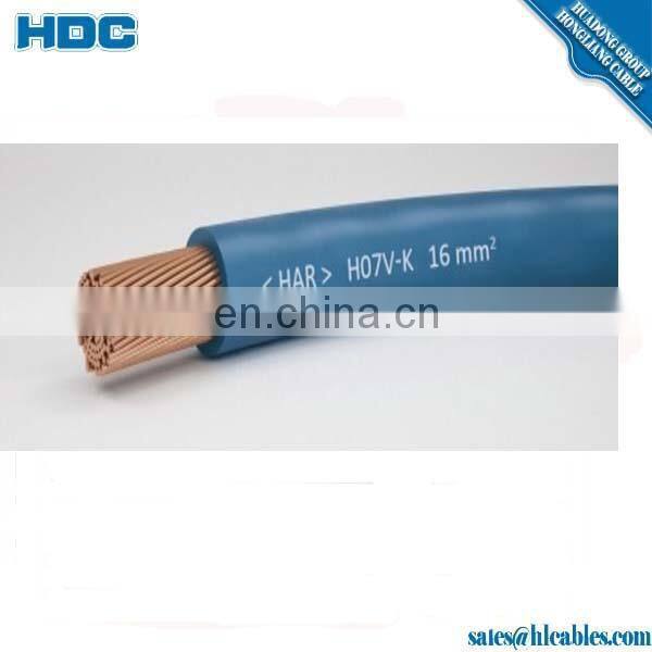 Factory best selling Yellow green H07V-K Cable 6mm2 PVC insulation flexible conductor without sheath equipment wire