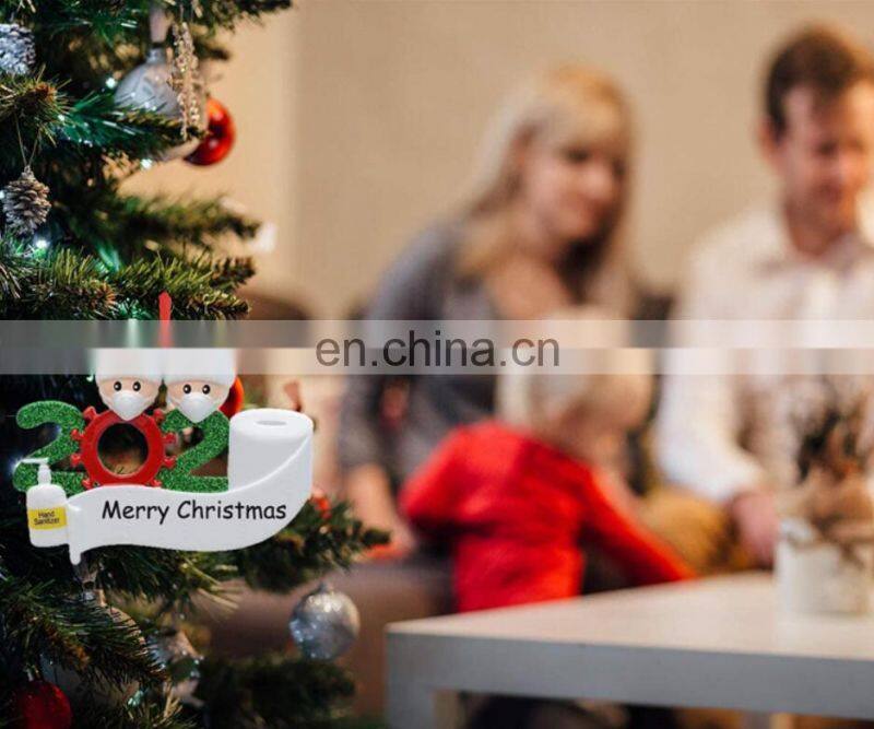 2020 new design DIY family name Blessing Resin Snowman Christmas Tree Hanging santa Christmas Ornament