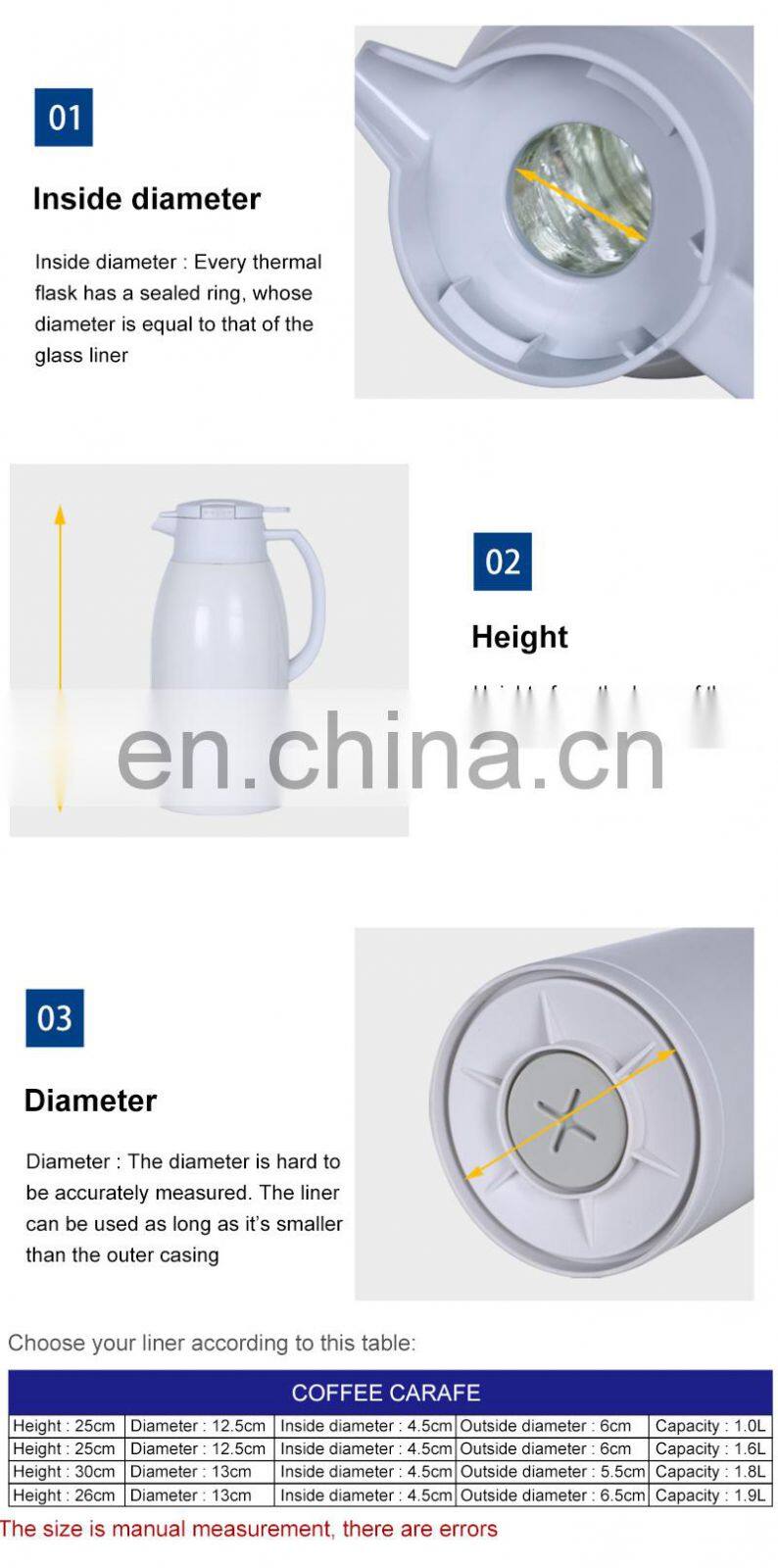 portable hiking gint double wall insulated vacuum flask glass bottle refill glass water bottle liner