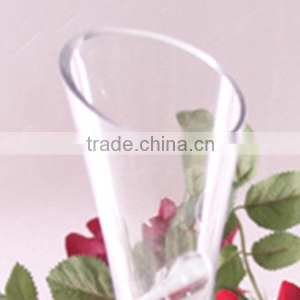 Clear handmade mouth blown wrapping dipped finish glass vase