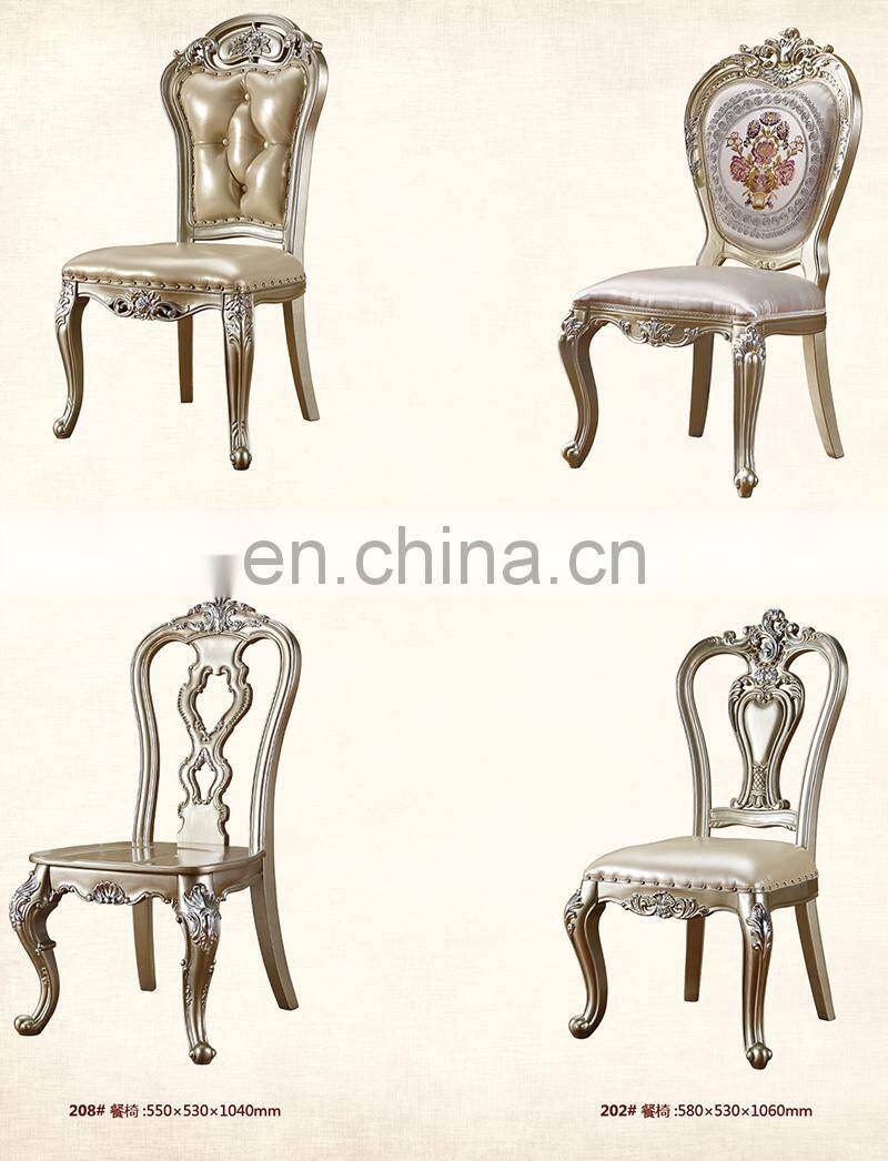 High quality european antique wooden round dinning table set 6 chairs
