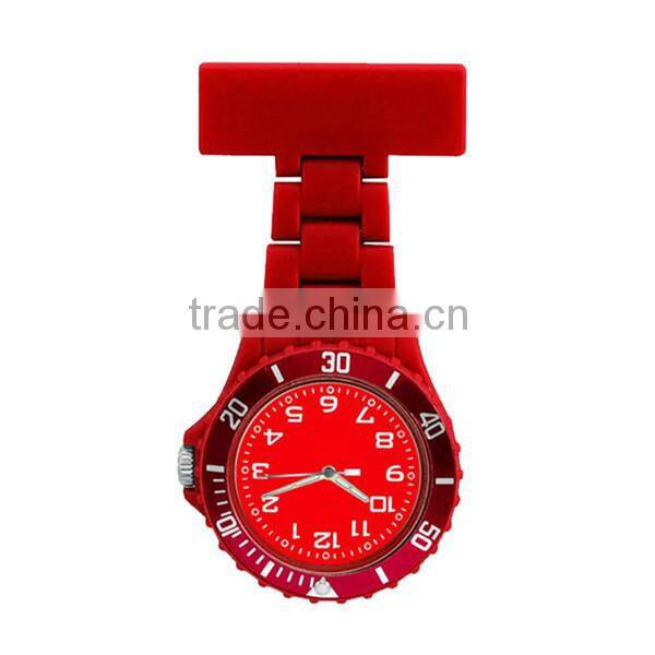 Round face rubber fob nurse watch with multiple colors, pin nurse watch, plastic nurse watch