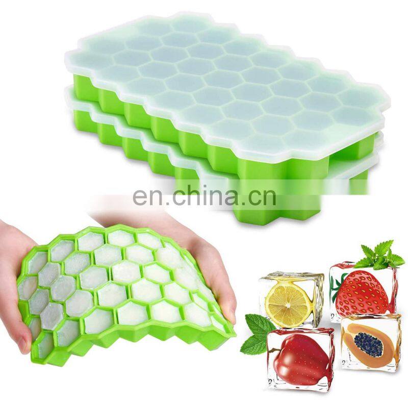 Honeycomb Ice Cube Trays with Removable Lids Silicone Ice Cube Mold