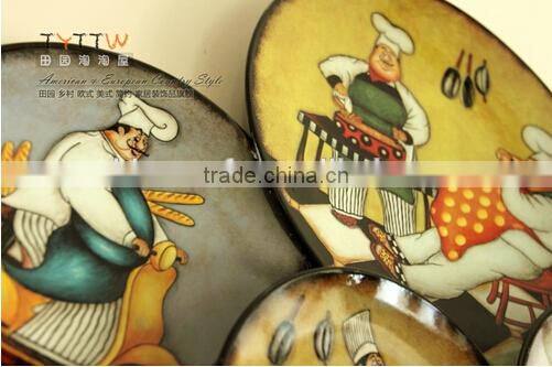 European Style Hand Drawing Wall Hanging Decorative Plate Ornaments