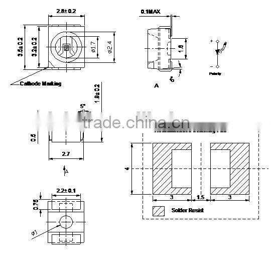 1W 350mA 50lm SMD 3528 Surface mount power led lamp